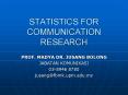 STATISTICS FOR COMMUNICATION RESEARCH PowerPoint PPT Presentation