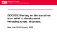 ECOSOC Meeting on the transition from relief to development following natural disasters. New York 28th February 2005 PowerPoint PPT Presentation