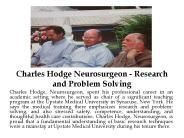Charles Hodge Neurosurgeon - Research and Problem Solving
