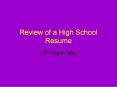 Review of a High School Resume PowerPoint PPT Presentation