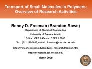 Transport of Small Molecules in Polymers: