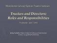 Westchester Library System Trustee Institute Trustees and Directors; Roles and Responsibilities Wednesday April 7, 2010 PowerPoint PPT Presentation