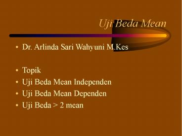 Uji Beda Mean