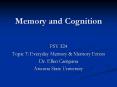 Memory and Cognition PowerPoint PPT Presentation