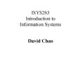 ISYS263 Introduction to Information Systems PowerPoint PPT Presentation