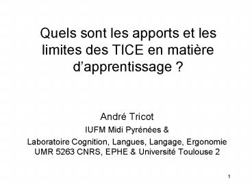 Quels sont les apports et les limites des TICE en mati