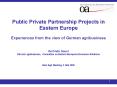 Public Private Partnership Projects in Eastern Europe  Experiences from the view of German agribusiness  Gerlinde Sauer Director agribusiness, Committee on Eastern European Economic Relations   East Agri Meeting, 4. Mai 2005 PowerPoint PPT Presentation