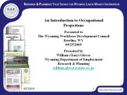 An Introduction to Occupational Projections