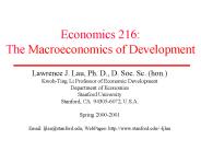 Economics 216: The Macroeconomics of Development