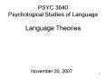 PSYC 3640 Psychological Studies of Language Language Theories PowerPoint PPT Presentation