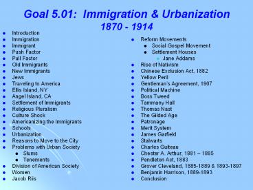 Goal 5.01: Immigration