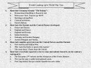 Events Leading up to World War One.