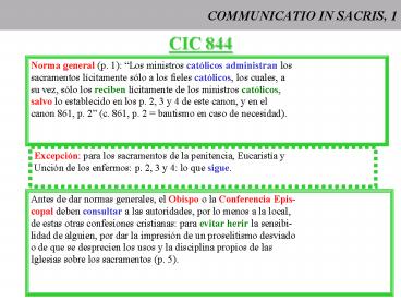 COMMUNICATIO IN SACRIS, 1