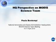 HQ Perspective on MODIS Science Team