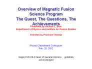Overview of Magnetic Fusion