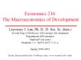 Economics 216: The Macroeconomics of Development PowerPoint PPT Presentation