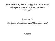 Defense Research and Development