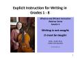 Explicit Instruction for Writing in Grades 1 - 8 PowerPoint PPT Presentation