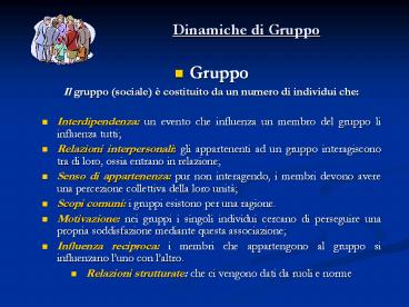 Dinamiche di Gruppo