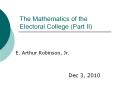 The Mathematics of the Electoral College (Part II) PowerPoint PPT Presentation