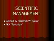SCIENTIFIC MANAGEMENT