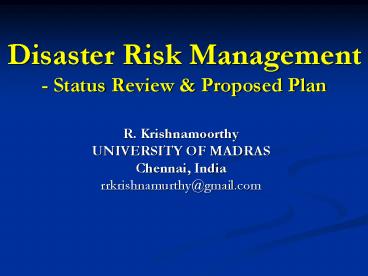 Disaster Risk Management - Status Review