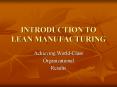 INTRODUCTION TO LEAN MANUFACTURING PowerPoint PPT Presentation