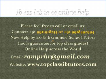 ib environmental systems and societies ia ee help