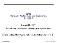 CS152 Computer Architecture and Engineering Lecture 1
