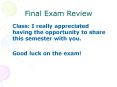 Final Exam Review PowerPoint PPT Presentation