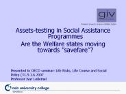 Assets-testing in Social Assistance Programmes