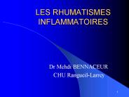 LES RHUMATISMES INFLAMMATOIRES