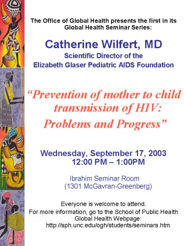 The Office of Global Health presents the first in its Global Health Seminar Series: