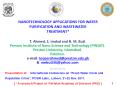 NANOTECHNOLOGY APPLICATIONS FOR WATER PURIFICATION AND WASTEWATER TREATMENT* PowerPoint PPT Presentation