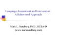 Language Assessment and Intervention: A Behavioral Approach PowerPoint PPT Presentation
