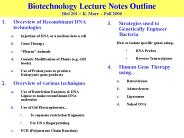 Biotechnology Lecture Notes Outline Biol 201 