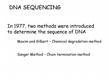 DNA SEQUENCING