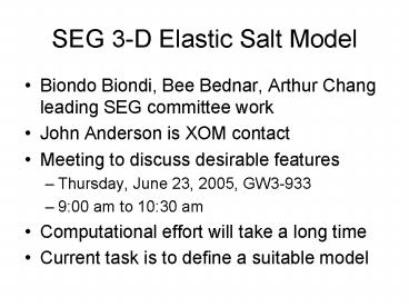 SEG 3-D Elastic Salt Model