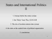 States and International Politics II