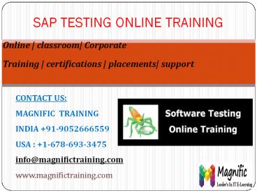 SAP TESTING ONLINE TRAINING IN CANADA