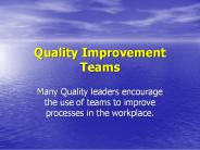Quality Improvement Teams