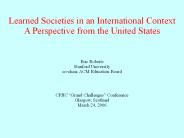 Learned Societies in an International Context