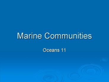 Marine Communities