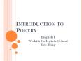 Introduction to Poetry PowerPoint PPT Presentation
