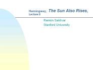 Hemingway, The Sun Also Rises, Lecture II