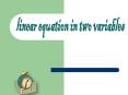 Linear equations in two variables PowerPoint PPT Presentation
