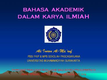 BAHASA AKADEMIK DALAM KARYA ILMIAH