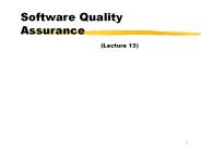 Software Quality Assurance (Lecture 13)