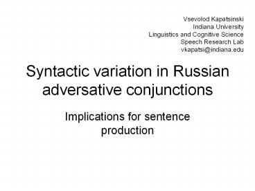 Syntactic variation in Russian adversative conjunctions