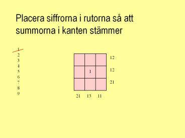 Placera siffrorna i rutorna s